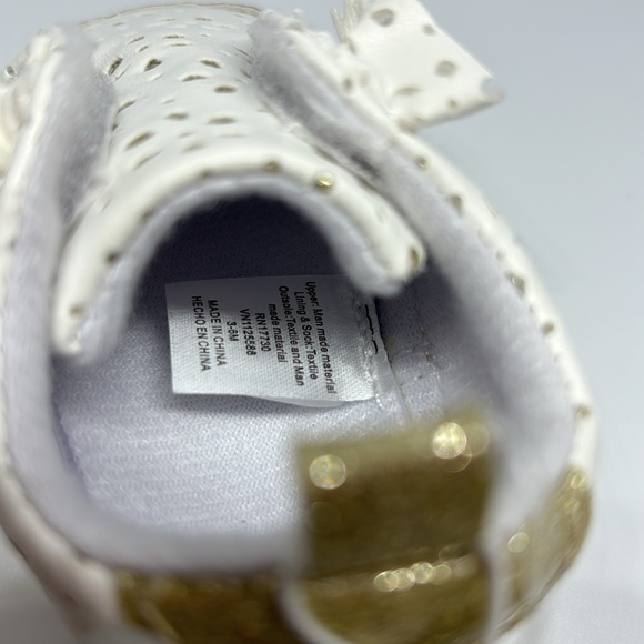 Infants Slip On White and Gold Glitter Shoes - Picture 5 of 6